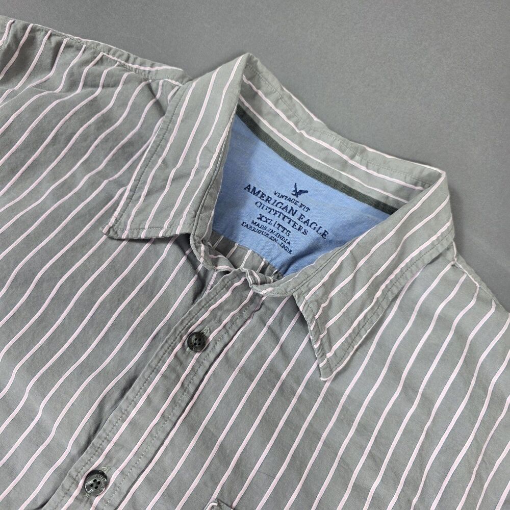 American Eagle Vintage Fit Button Down Pinstriped Shirt Men's Size XXL 2000s